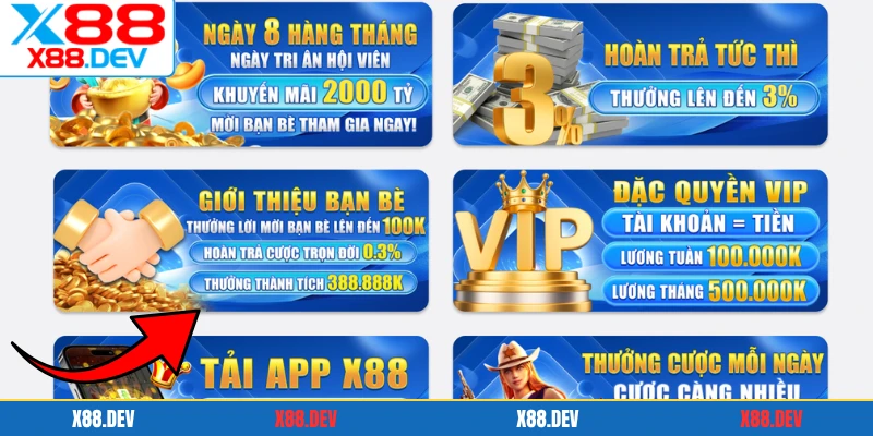 Mời thêm người chơi X88 nhận 500k khuyến mãi hot