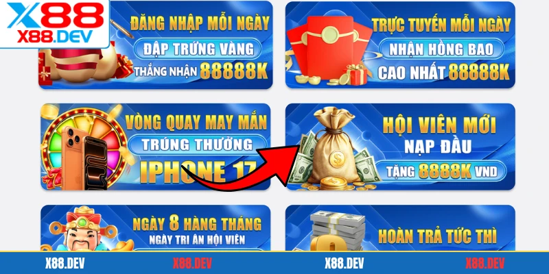 Thưởng nạp lần đầu 200% khuyến mãi hấp dẫn